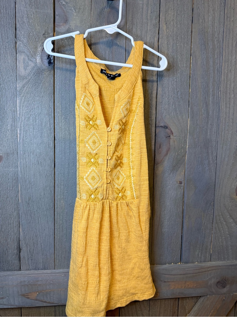 Cable & Gauge Mustard Yellow Embroidered Tank